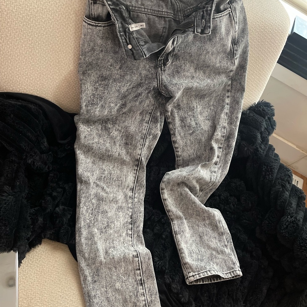 PacSun Black Acid Wash Straight Leg Jeans 24